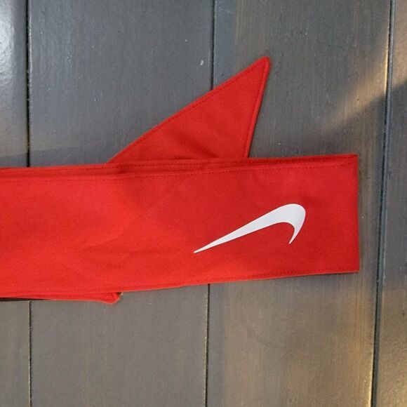 Nike Unisex red DRY Dri-Fit sweat wicking adjustable Head Tie Headband - Red - Picture 7 of 11